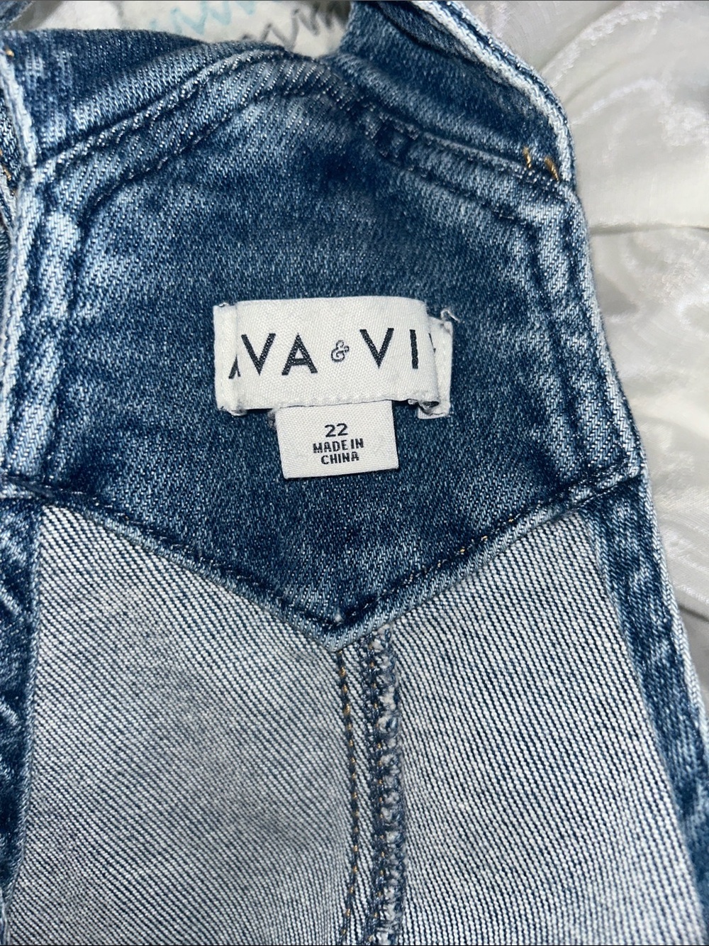 New Denim Shortalls - Ava & Viv™ Medium Wash - Picture 10 of 11